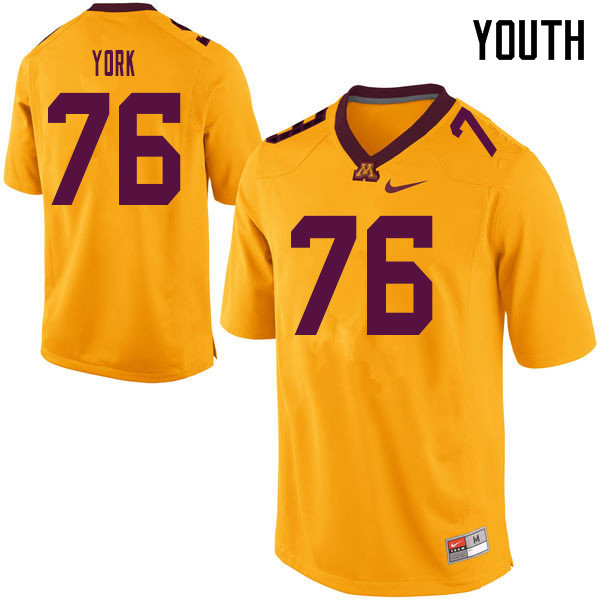 Youth #76 Jack York Minnesota Golden Gophers College Football Jerseys Sale-Yellow - Click Image to Close